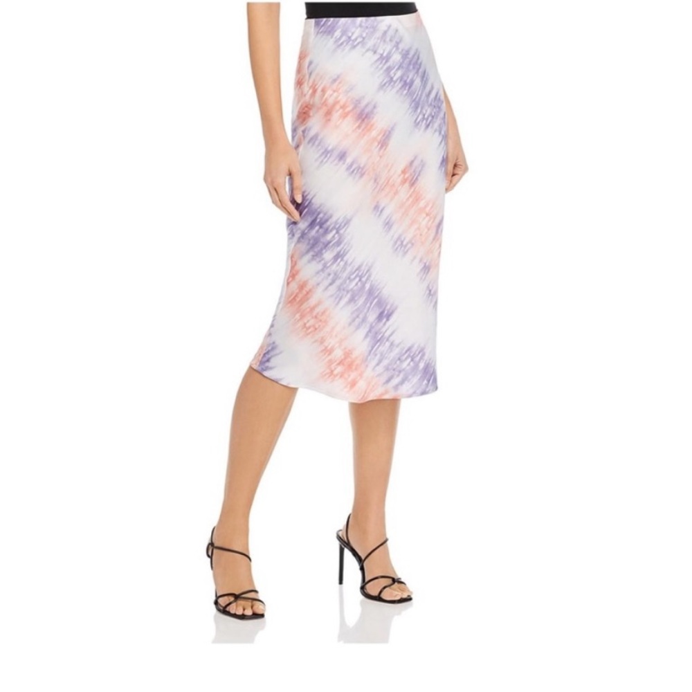 NEW re:named Pink and Purple Tie-Dye Effect Satin Slip Midi Skirt